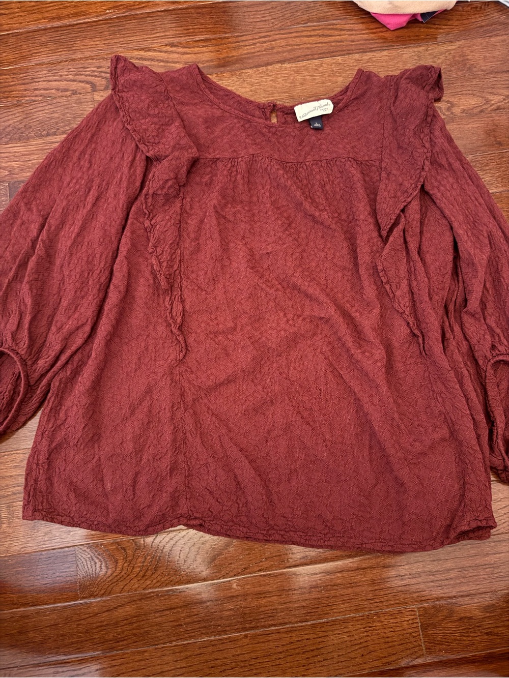 Universal Thread Rust Ruffle Yoke Blouse